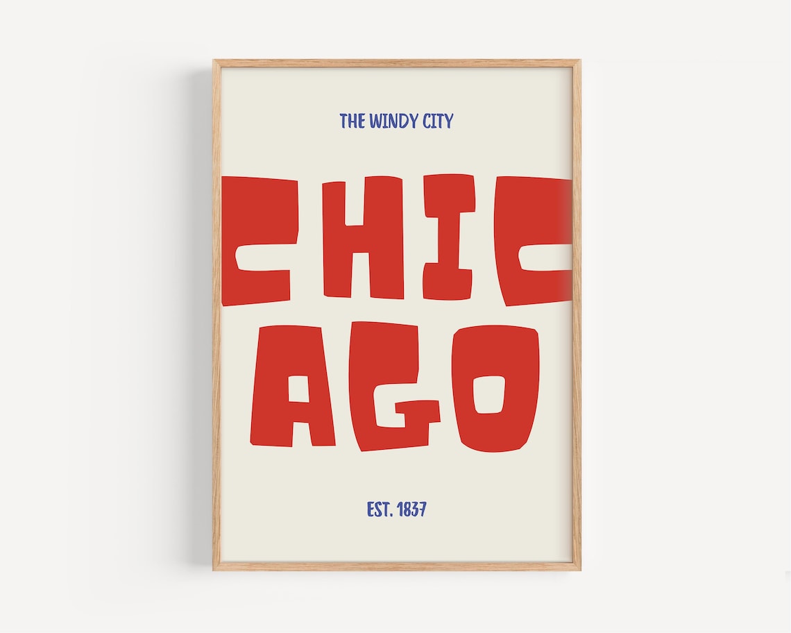 Chicago, The Windy City Modern Typography Poster