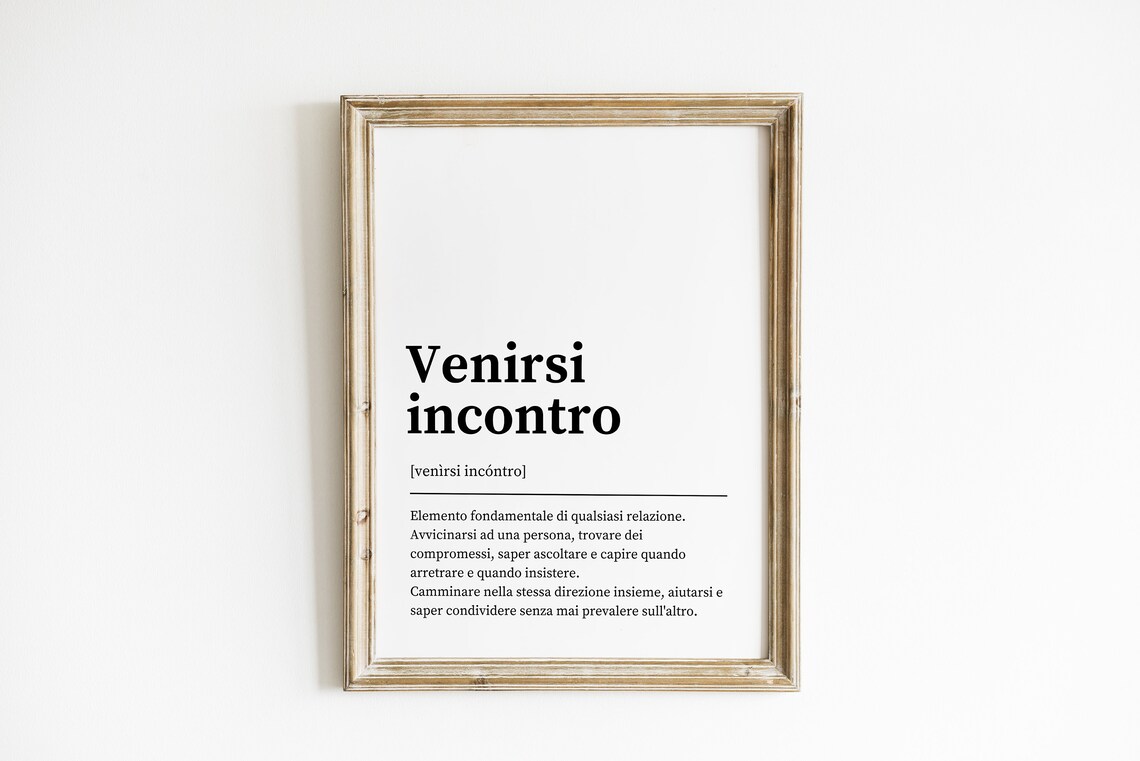 Venirsi Incontro Italian Definition Minimalist Elegant Quote Poster