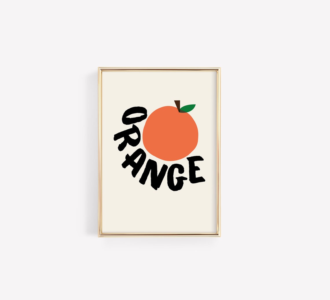 Orange Bold Brush Type Big Fruit Modern Minimalist Kitchen Poster - Image 2