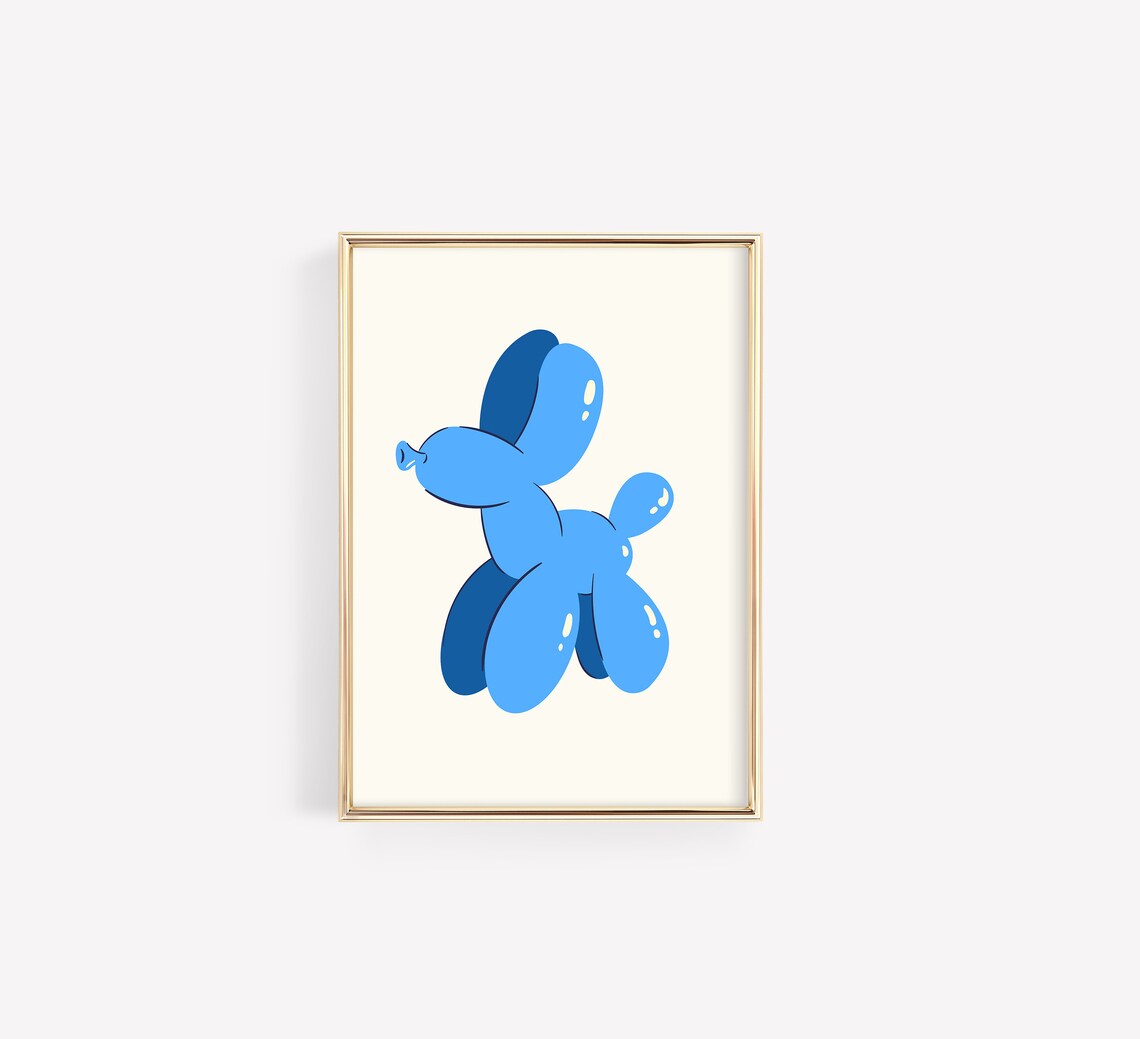 Blue Balloon Dog Poster, Trendy Disco Decor - Image 2
