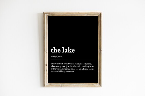 Lake Definition Print, Lake House Decor Art Print