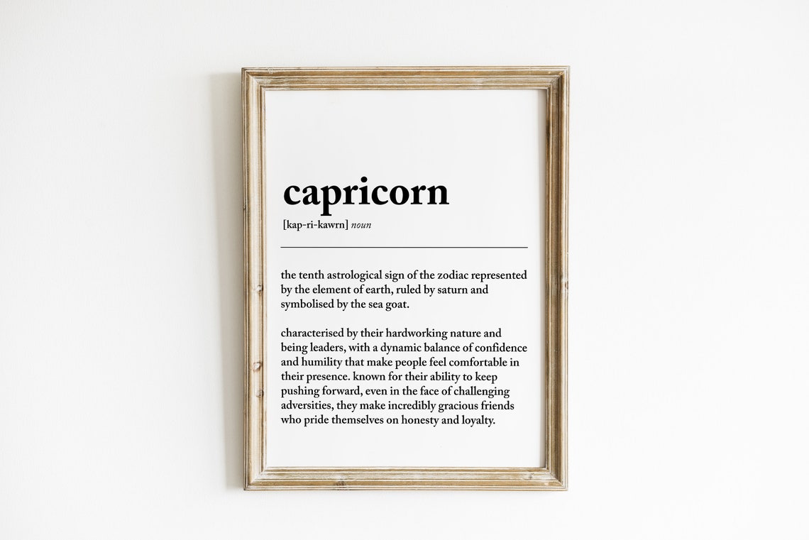 Capricorn Definition Art Print, Zodiac Astrology Gift