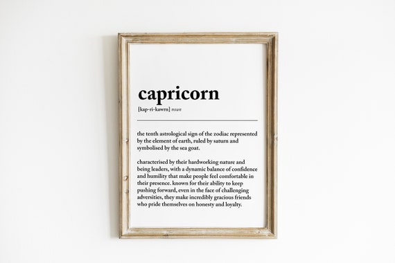 Capricorn Definition Art Print, Zodiac Astrology Gift