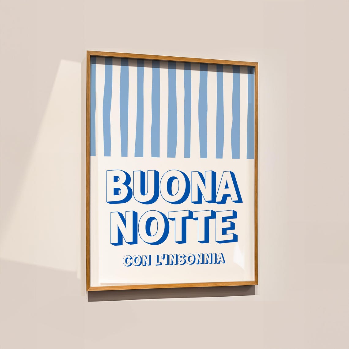 Buona Notte Italian Good Night With Insomnia Blue Stripe Poster