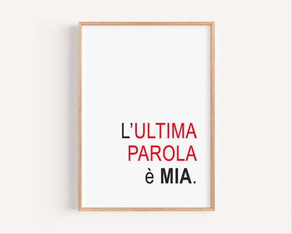 Minimalist Italian Quote, Typography Decor