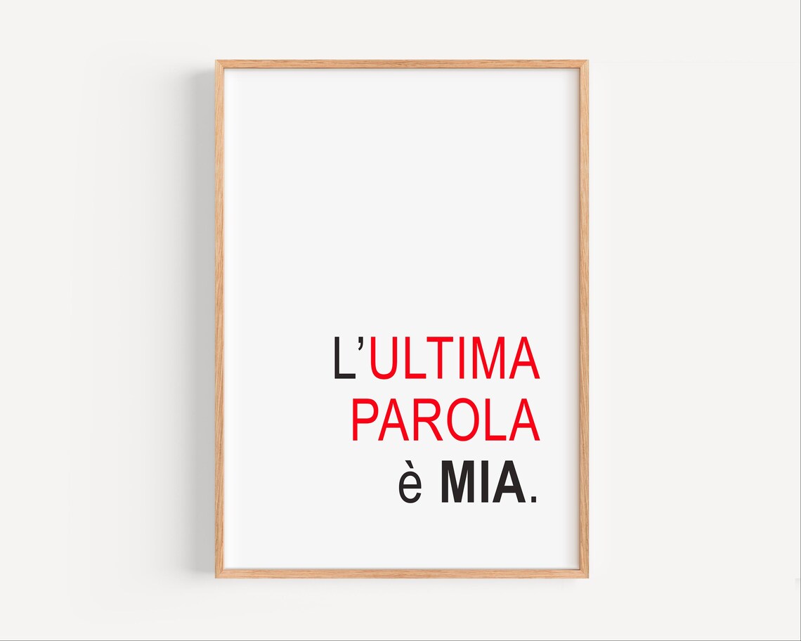 Minimalist Italian Quote, Typography Decor