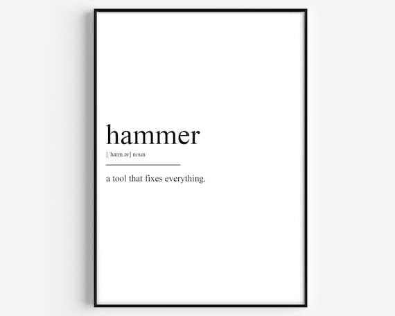 Hammer Funny Definition Tool Gift Minimalist Typography Poster