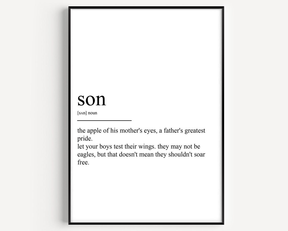 Son Definition Heartfelt Dictionary Minimalist Family Quote Art Poster