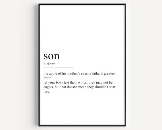 Son Definition Heartfelt Dictionary Minimalist Family Quote Art Poster