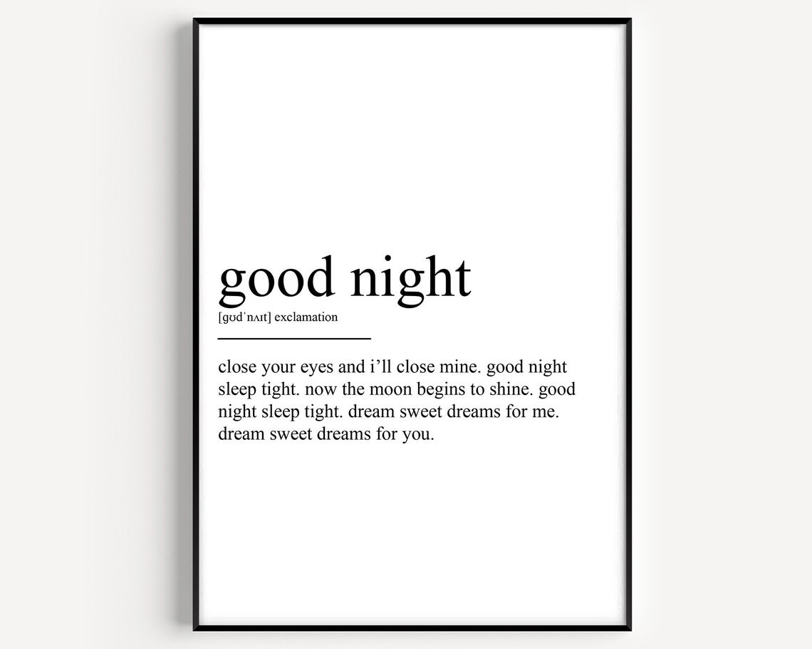 Good Night Definition Poster Print