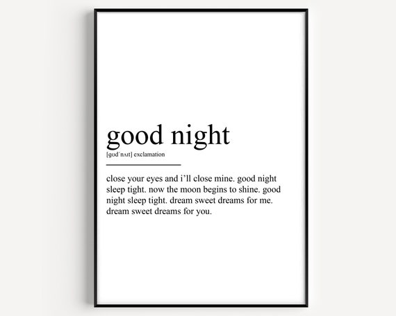 Good Night Definition Poster Print