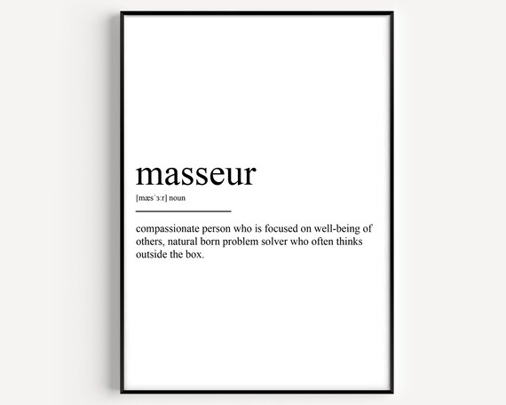 Masseur Definition Dictionary Style Appreciation Word Art Gift Poster