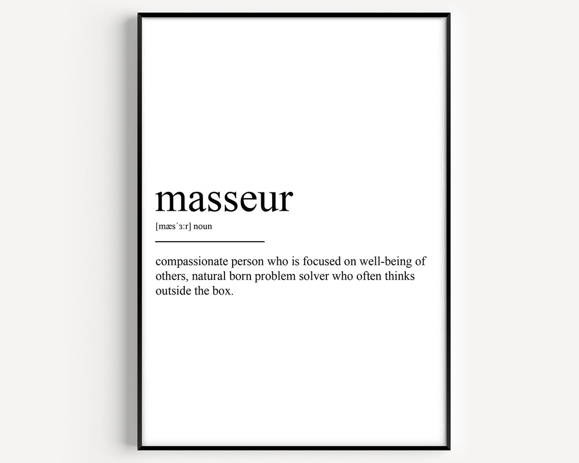 Masseur Definition Dictionary Style Appreciation Word Art Gift Poster