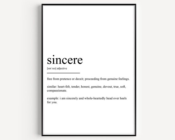 Sincere Dictionary Definition Minimalist Typography Style Poster