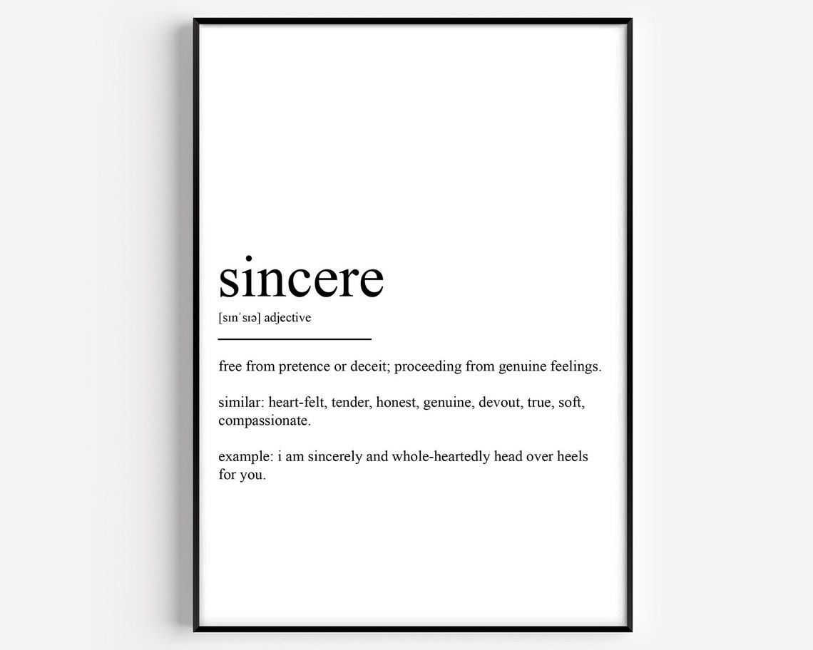 Sincere Dictionary Definition Minimalist Typography Style Poster