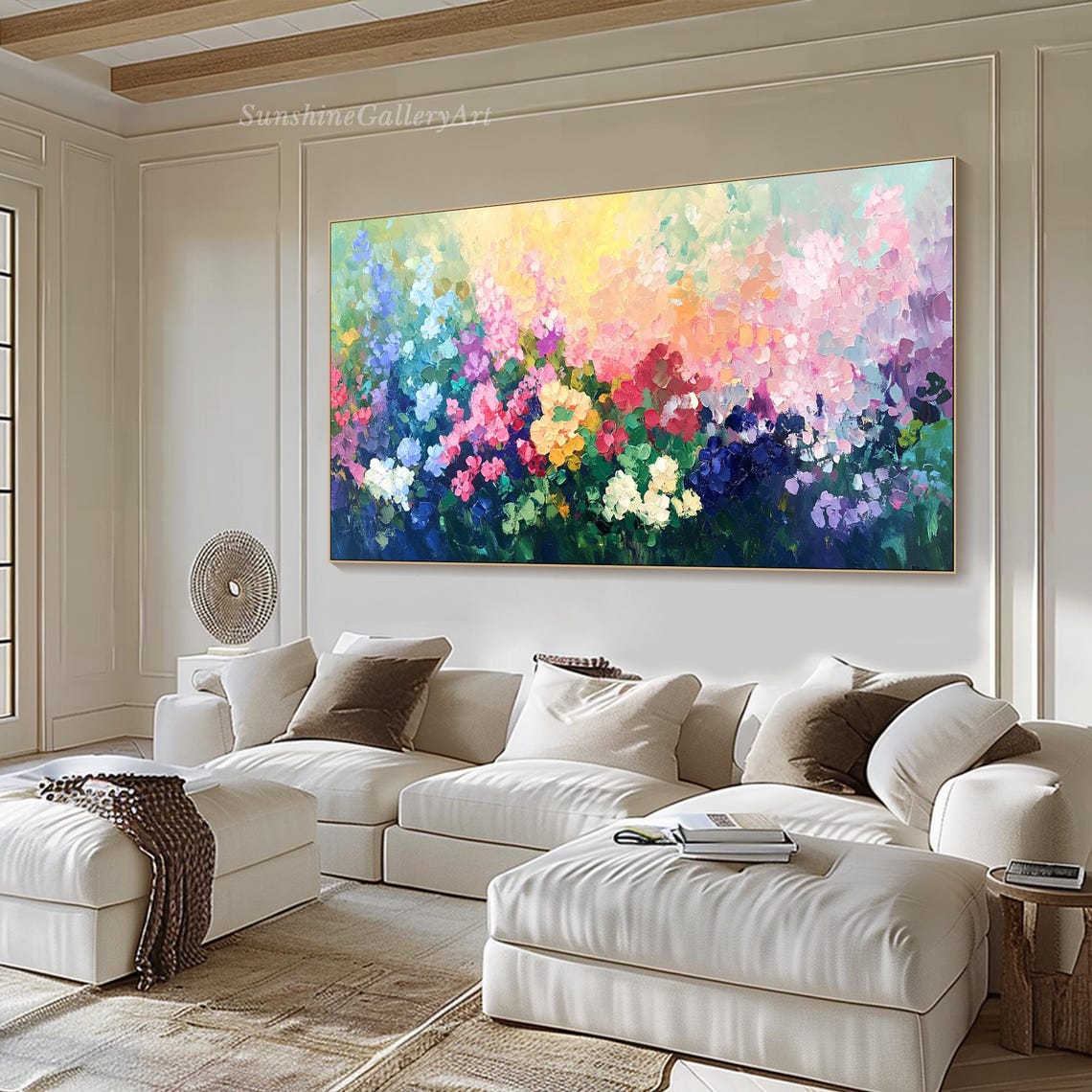 Pastel Hydrangea Bloom Field In Soft Rainbow Colors Art Poster - Image 2