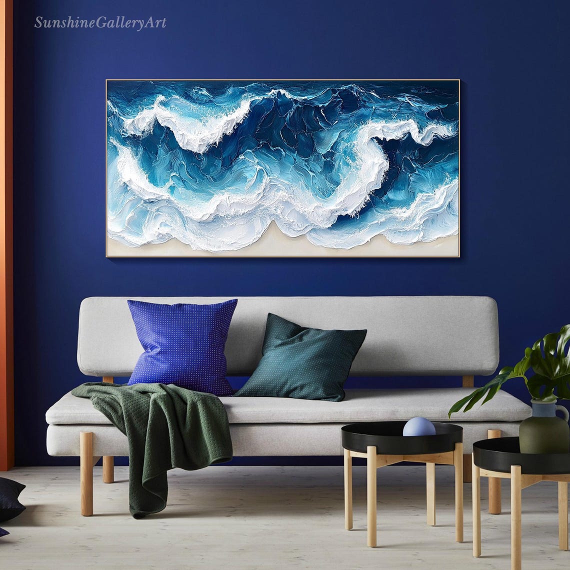Turquoise Ocean Waves Breaking Over White Sand Shore Art Poster - Image 3