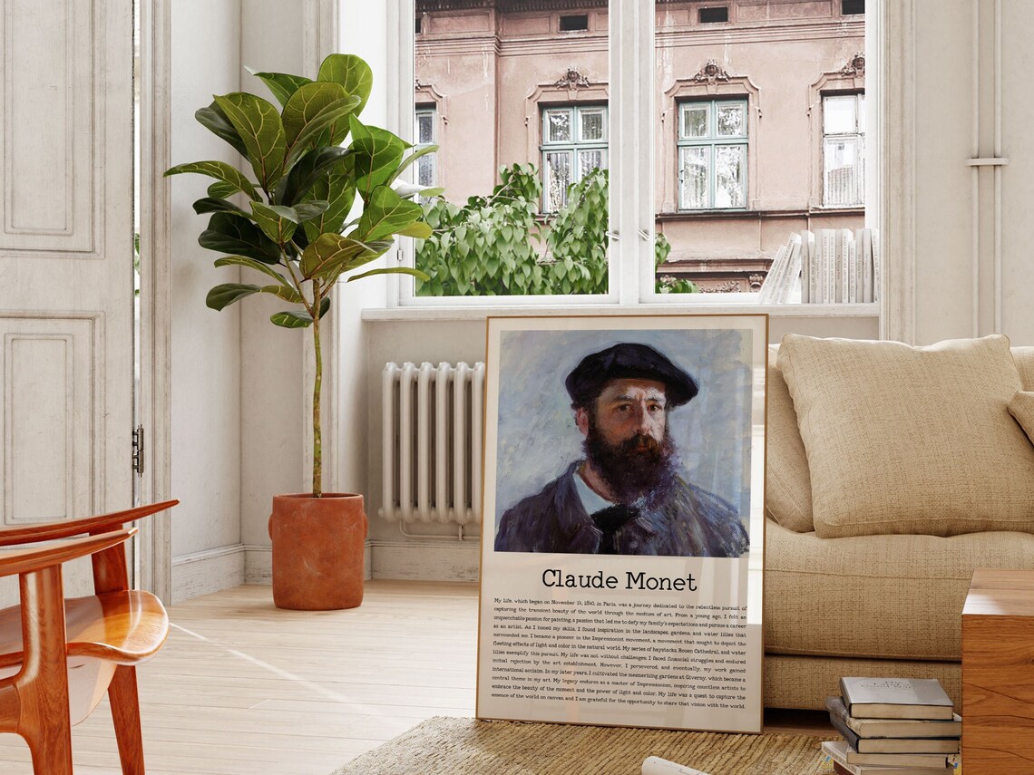 Claude Monet Portrait Biography Impressionist Art History Poster Decor - Image 2