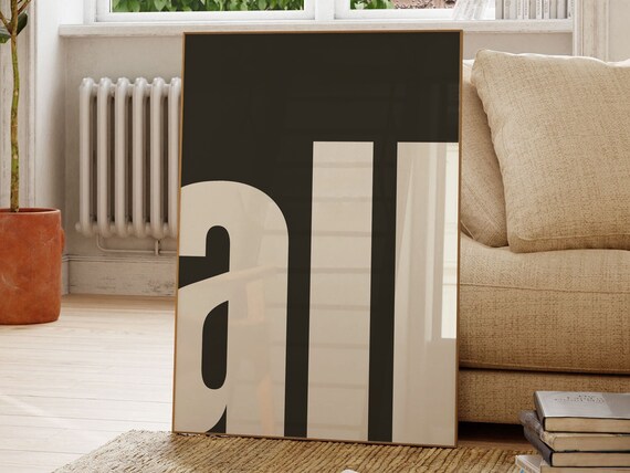 All Poster Retro Style Black And Beige Wall Art All Quote Monochrome Quote Poster Typography Poster