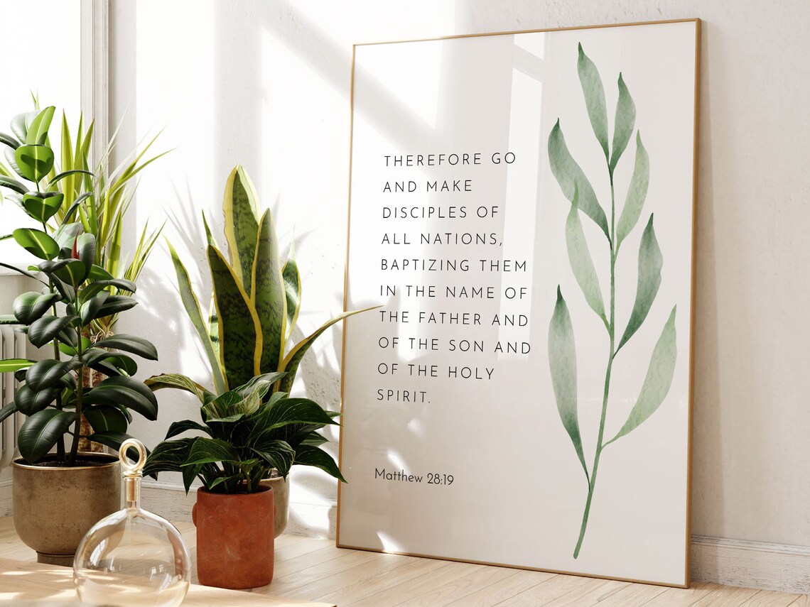 Matthew 2819 Great Commission Bible Verse Botanical Wall Art