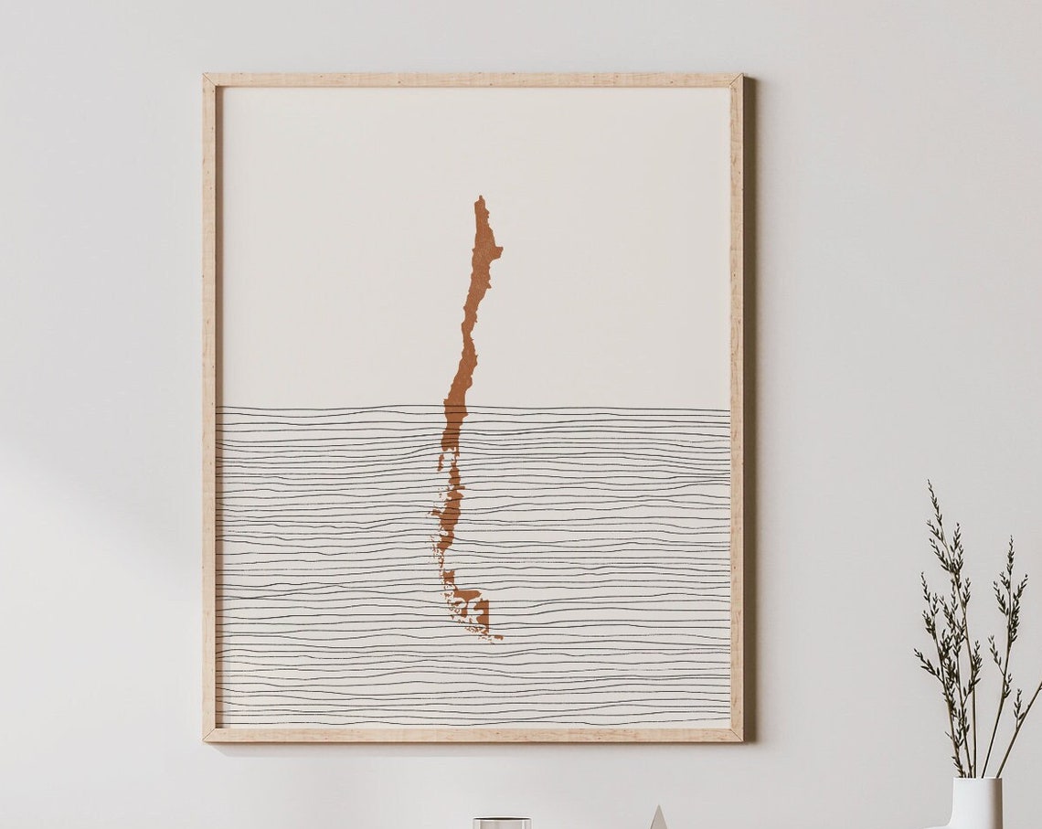 Chile Boho Travel Poster Map Silhouette