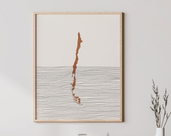 Chile Boho Travel Poster Map Silhouette