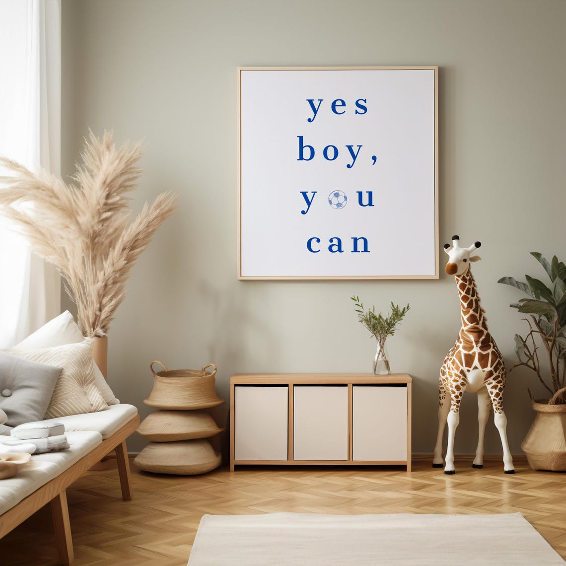 Yes Boy You Can Soccer Ball Typography Kids Bedroom Decor Poster - Image 5