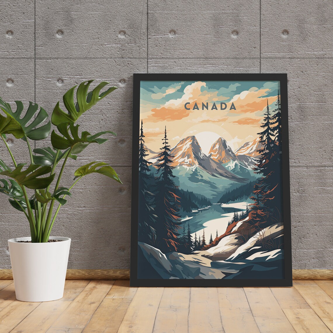 Canada Vintage Travel Mountain Lake Pine Forest Scene Poster - Image 2