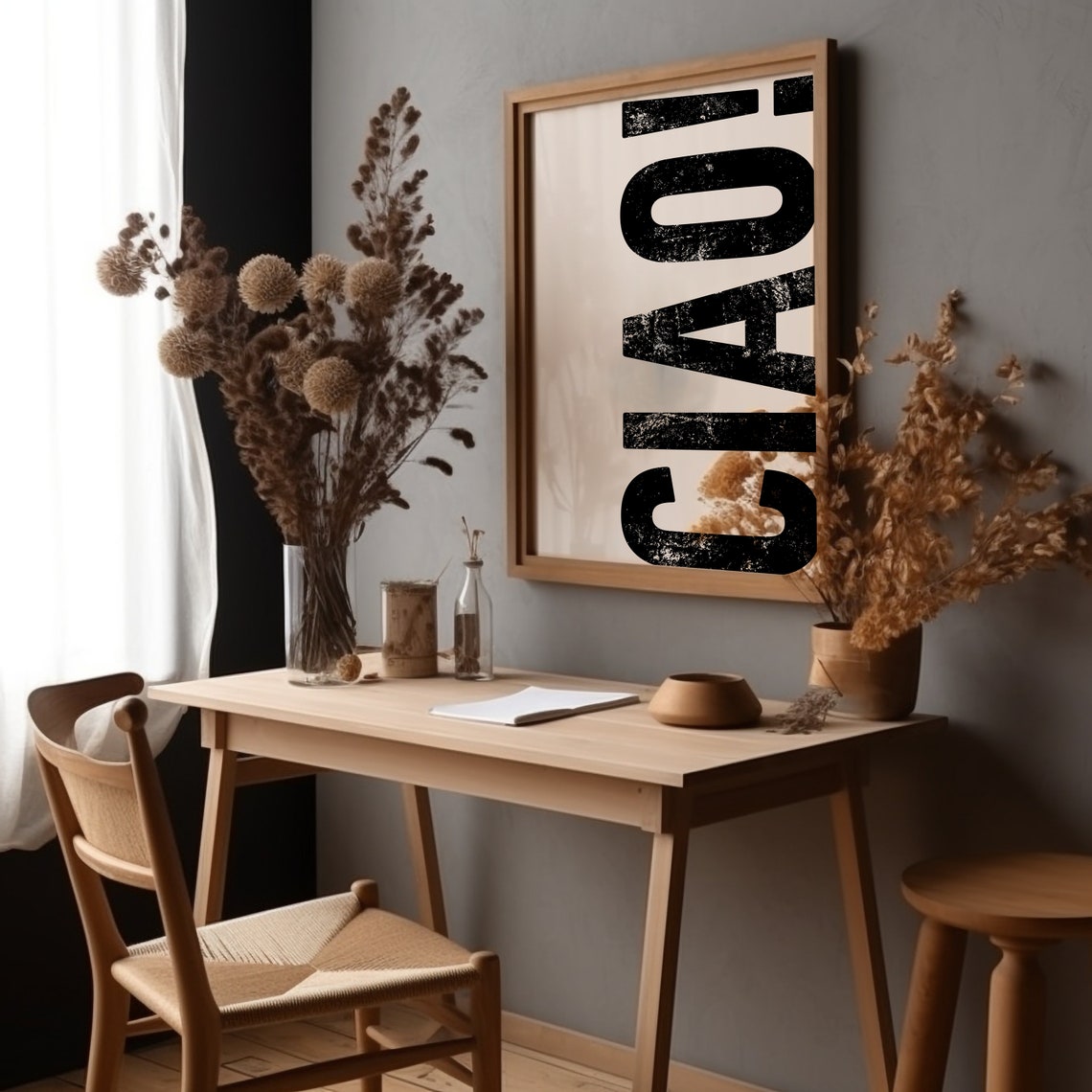 Ciao Distressed Typography White Background Italian Style Poster - Image 7