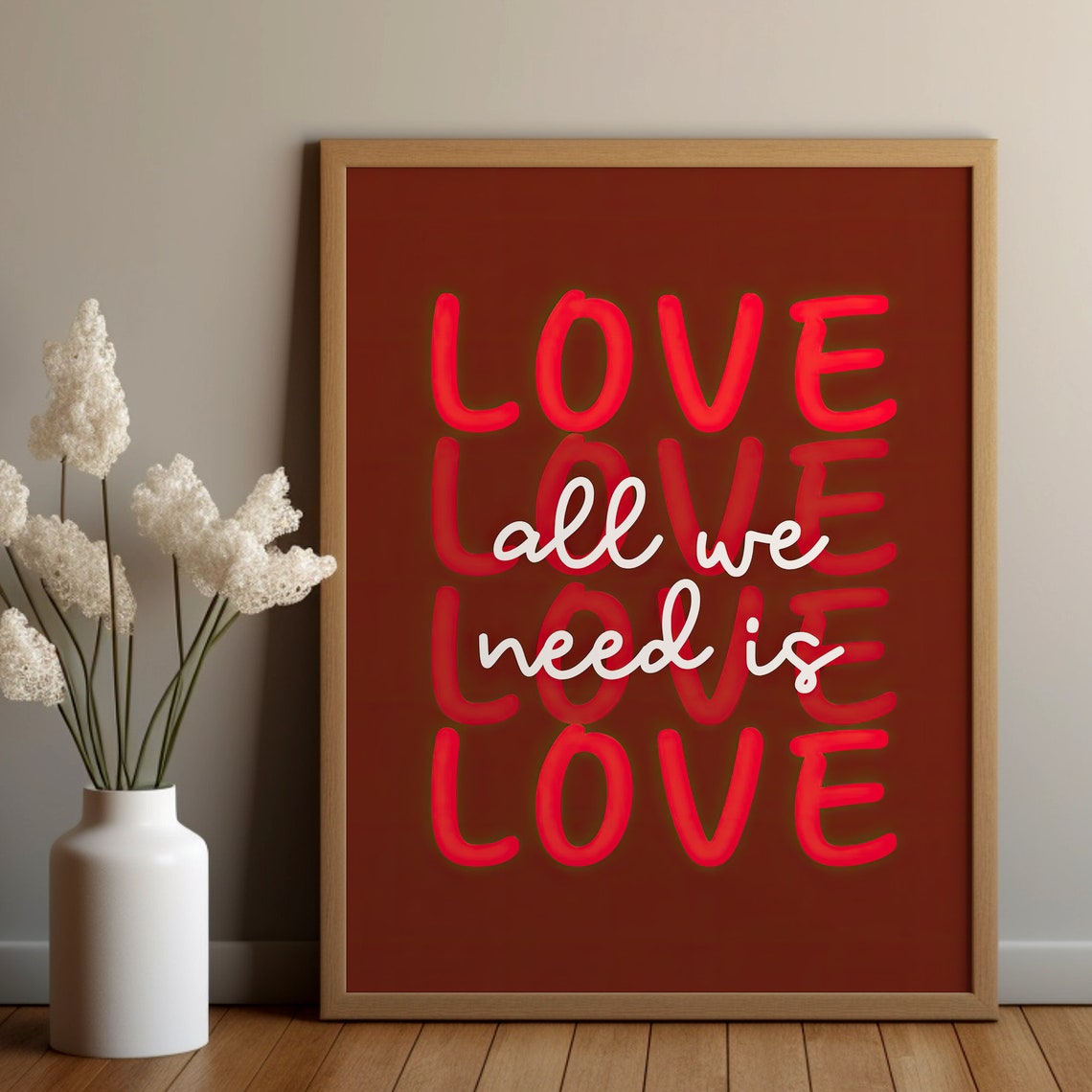 All We Need Is Love Bold Red Typography Retro Love Quote Poster - Image 6