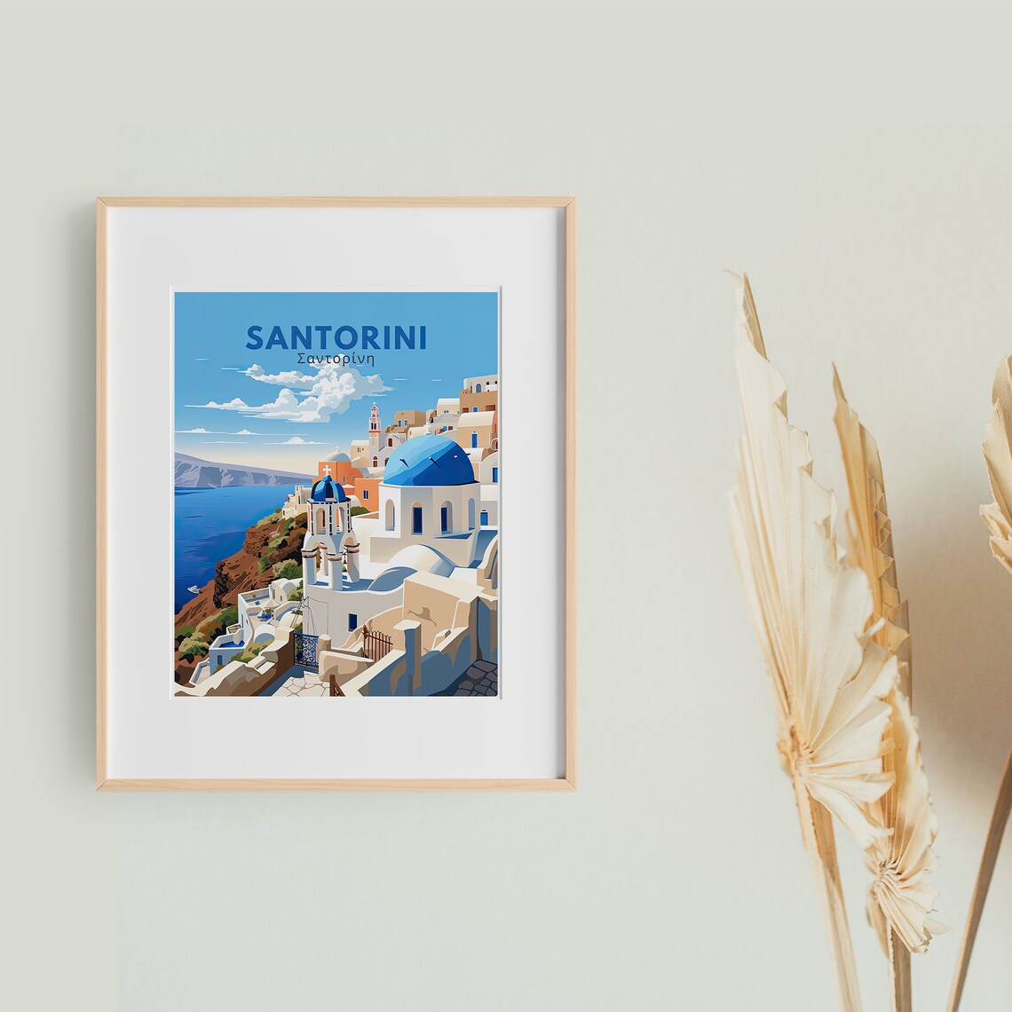 Santorini Greece Blue Domes Caldera View Summer Travel Poster - Image 3