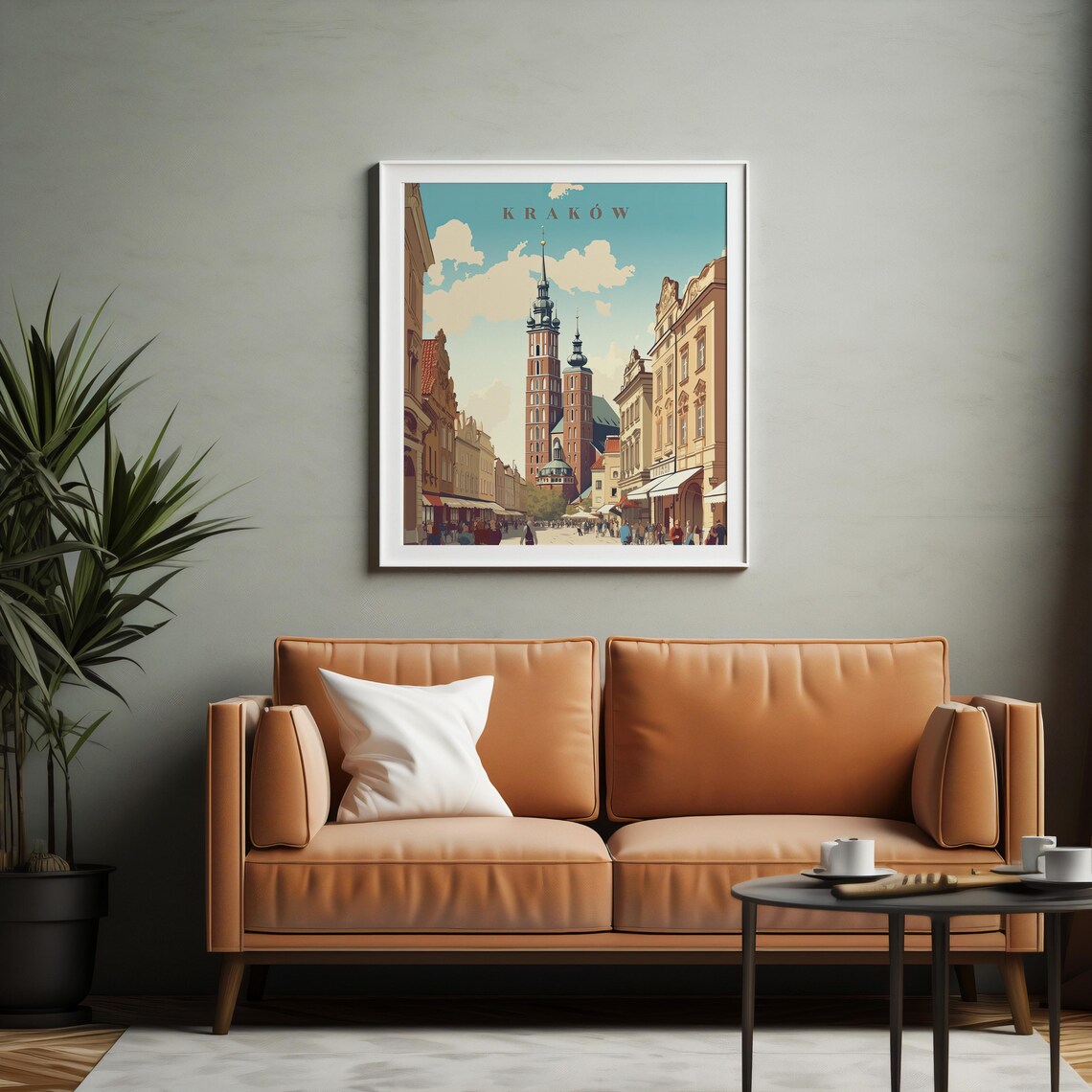 Krakow Main Square Vintage Travel Poland Old Town Scene Poster - Image 4