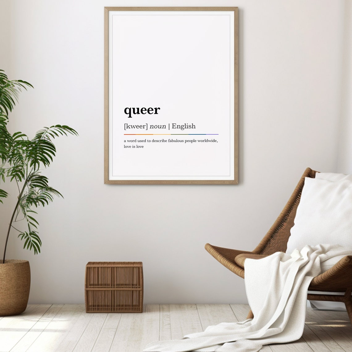 Queer Dictionary Definition Love Is Love Rainbow Line Poster - Image 5