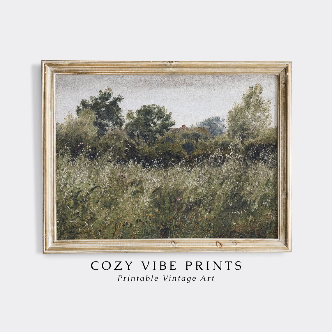 Meadow Landscape Painting, Vintage Farmhouse Art Print - Image 2