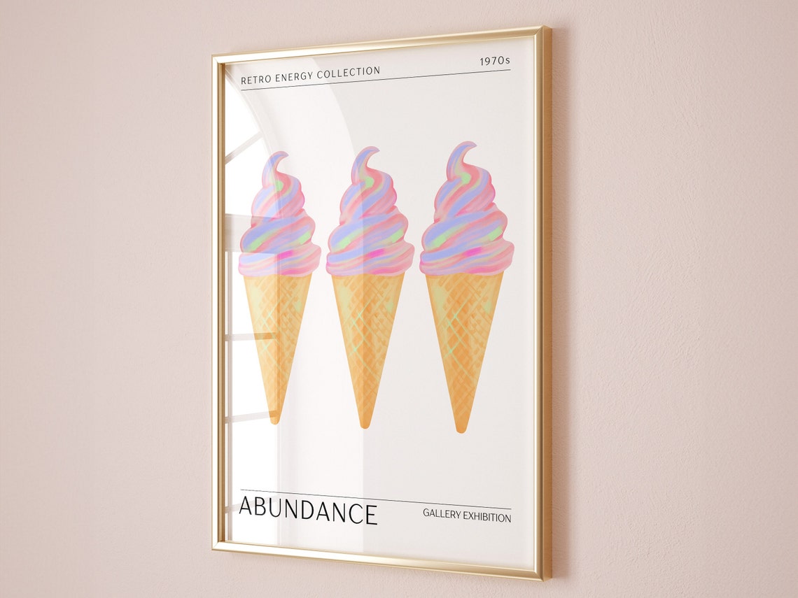 Abundance Pastel Ice Cream Cones Retro Energy 1970s Gallery Art Poster - Image 3