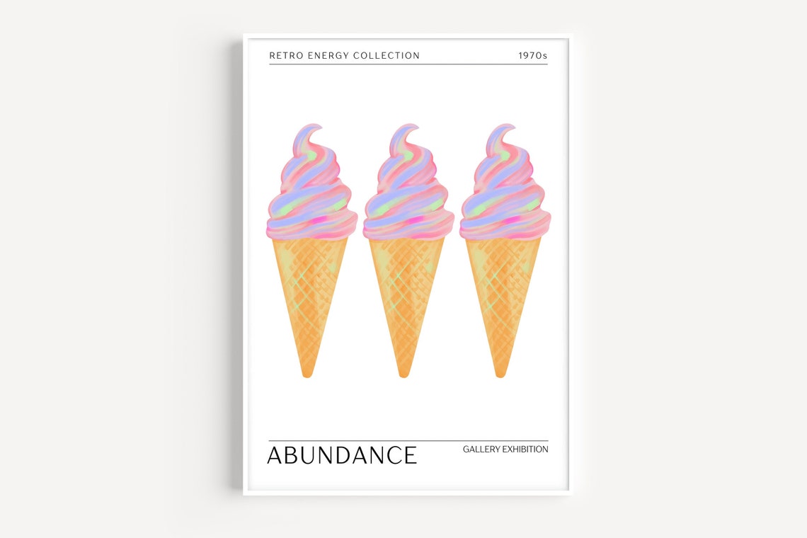 Abundance Pastel Ice Cream Cones Retro Energy 1970s Gallery Art Poster - Image 4