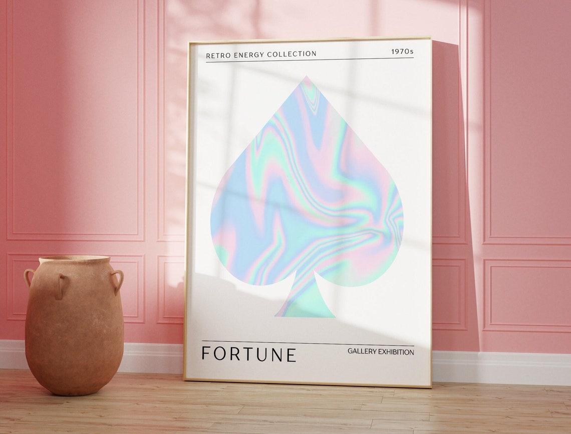 Fortune Holographic Spade Retro 1970s Bold Card Art Wall Poster