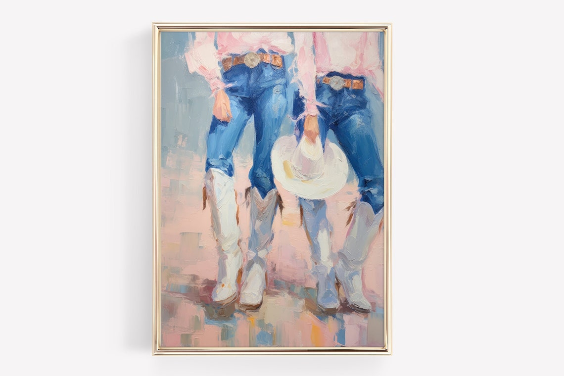 2 Cowgirls In Jeans Girly Western Trendy Prints Cowgirl Wall Art Preppy Room Decor College Girl Dorm Decor
