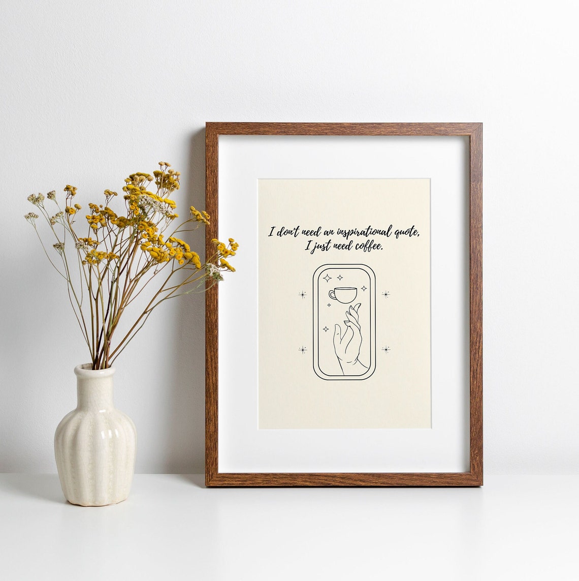 I Just Need Coffee Wall Art Funny Wall Art Minimalist Coffee Bar Decor Coffee Gifts Coffee Art Print - Image 4
