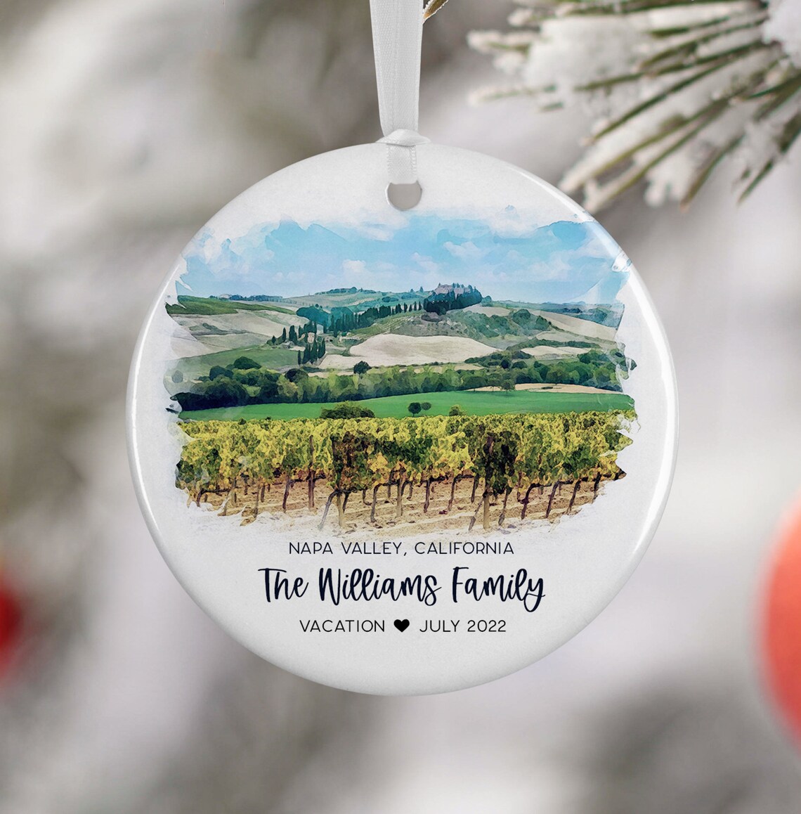 Napa Valley Ornament, Wine Country Travel Poster