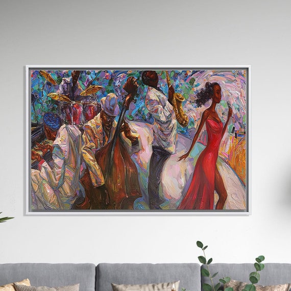 African Jazz Musicians Canvas Art Ethnic Wall Hanging