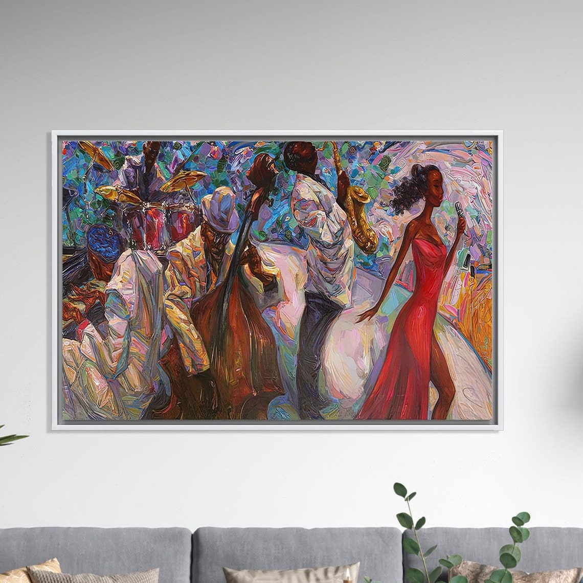 African Jazz Band Live Painting Singer Saxophone Music Decor Poster