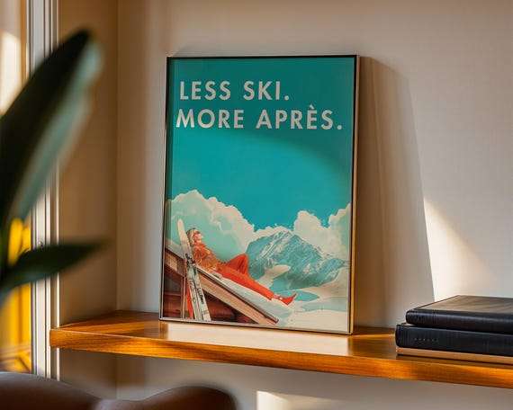 Retro Apres Ski Poster Vintage Magazine Art