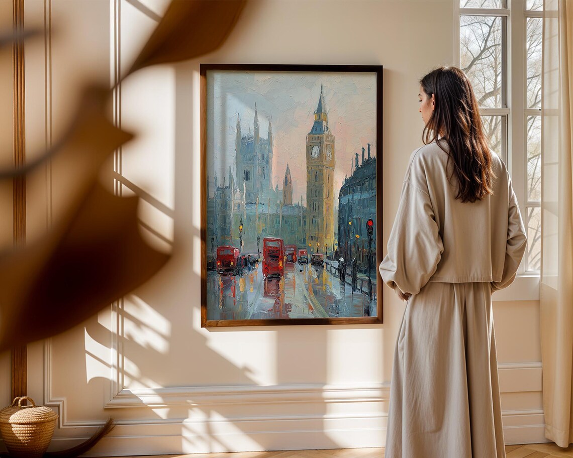 Abstract London Skyline Print Modern Pastel Cityscape