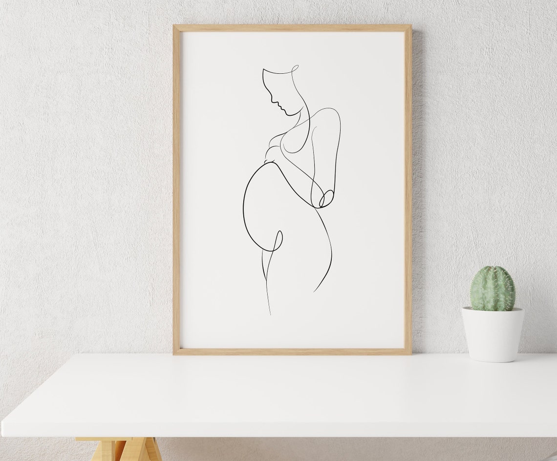 Pregnant Woman Line Art Wall Minimalist Pregnancy - Image 2