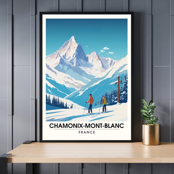 Chamonixmontblanc Print Chamonix Poster Travel Ski