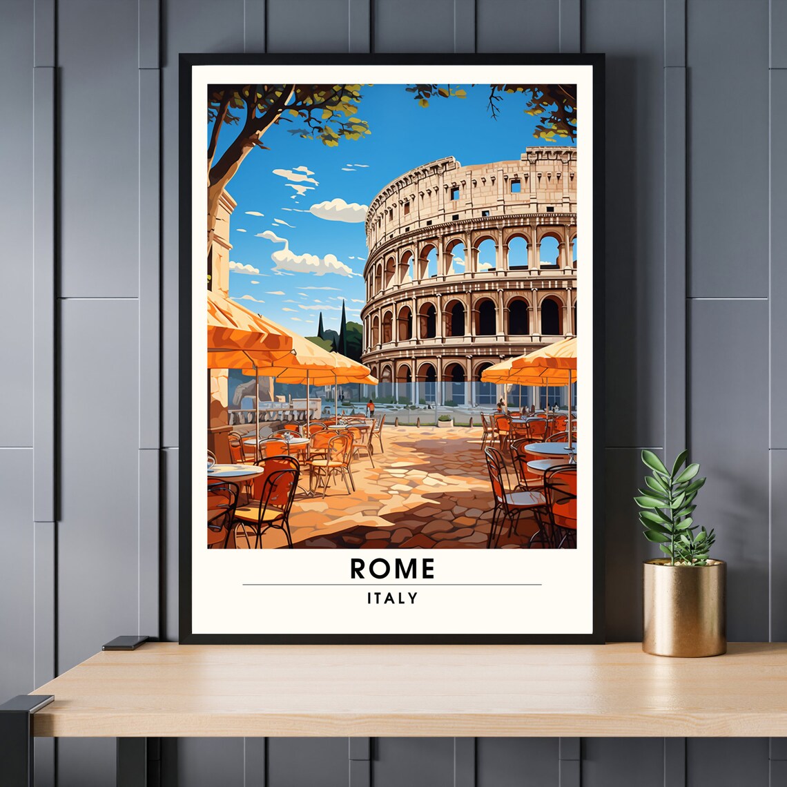 Rome Travel Poster, Artistic Journey to the Coliseum