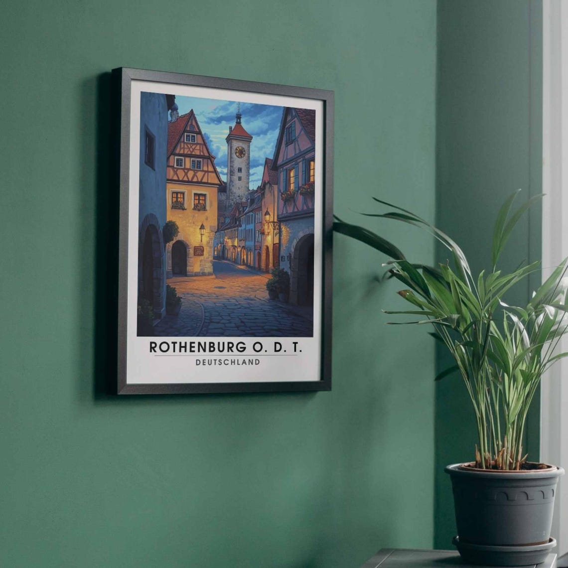 Rothenburg O. D. T. Old Town Clock Tower Evening Travel Poster - Image 4