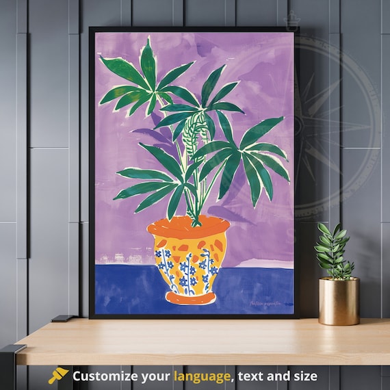 Matisse Inspired Purple Vase Botanical Fauvist Style Art Poster