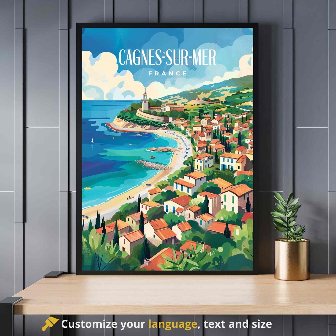 Cagnes sur Mer France Riviera Seaside Old Town Beach View Poster